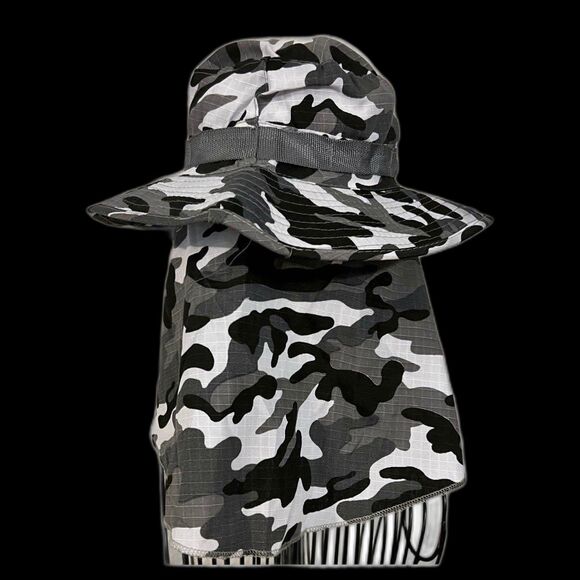 Wide Brim Bucket Hat with Snap Away Face Cover - Picture 2 of 3